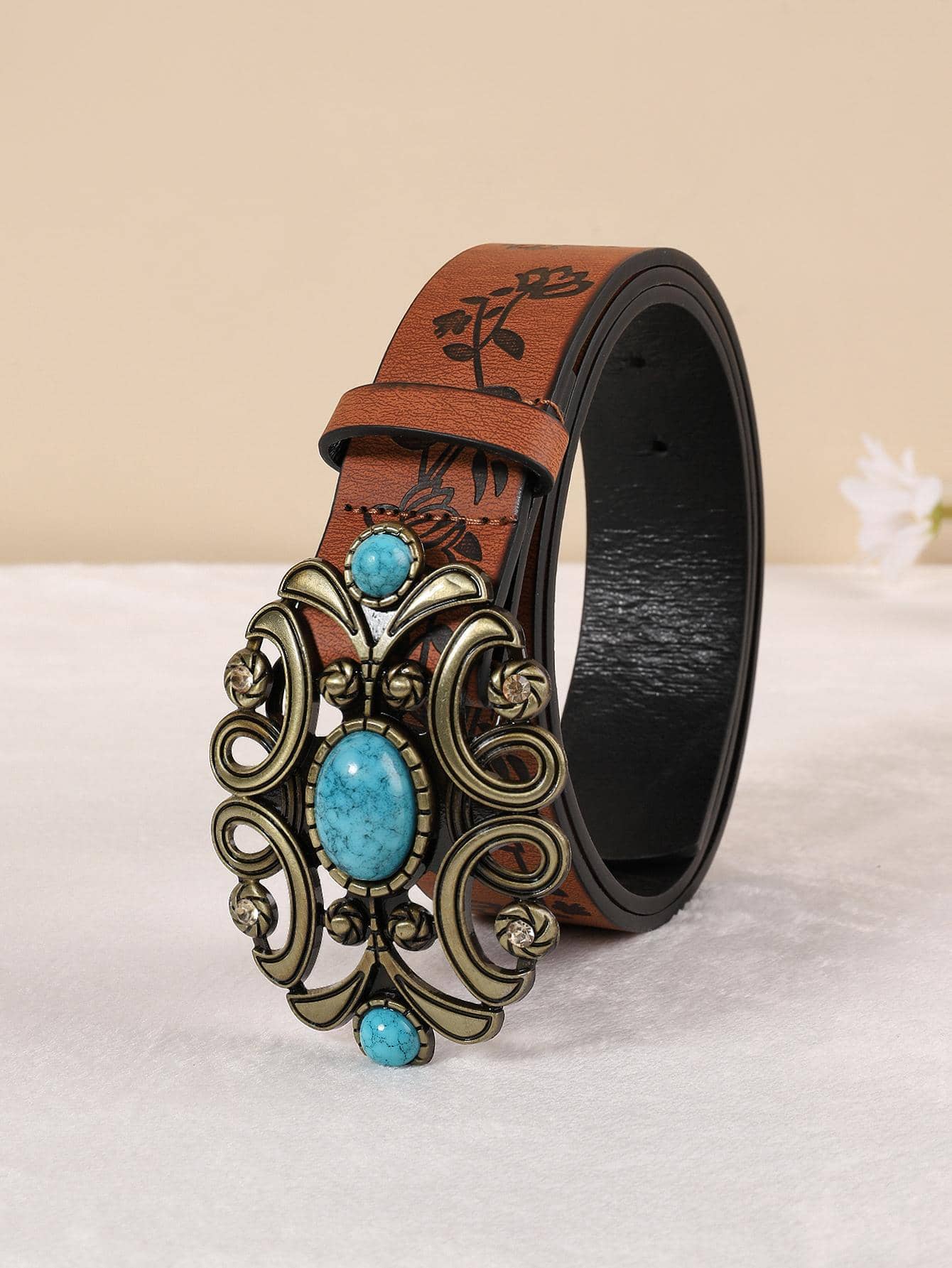 Turquoise Decor Belt - Brown - View 1