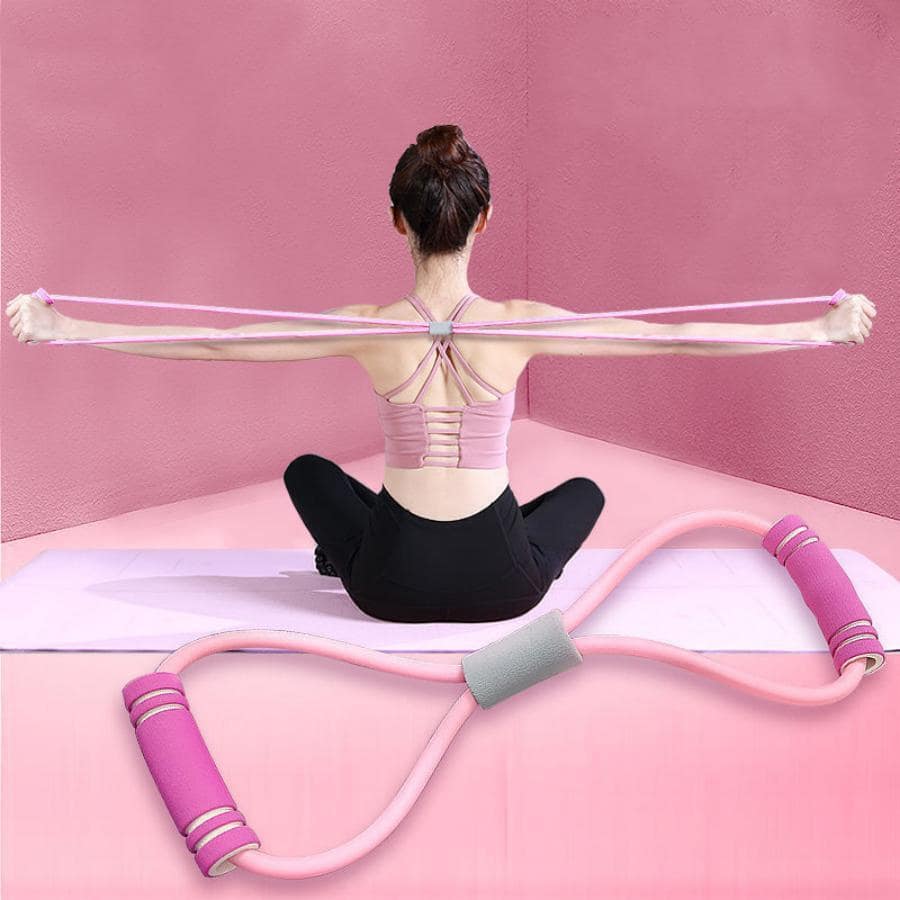 8-Shaped Fitness Yoga Pull Rope - Pink - View 1