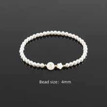 優雅心和星形裝飾珍珠串珠手環適合女士適合派對 - 白色 - 查看 6