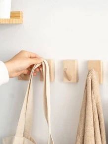 1 cái Móc treo tường bằng gỗ, Móc treo tường trơn tối giản cho gia đình - Nhiều màu - Xem 1