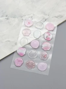 15入組花朵圖案密封現代多功能貼紙 - 粉色 - 查看 1