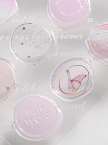 15入組花朵圖案密封現代多功能貼紙 - 粉色 - 查看 3