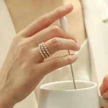 1 chiếc nhẫn thiết kế nhiều lớp bằng thép không gỉ thời trang dành cho nữ để trang trí hàng ngày - Vàng - Xem 3