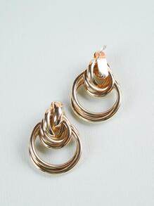 1對時尚多圓形耳墜適合女士日常裝飾 - 金黃色 - 查看 3