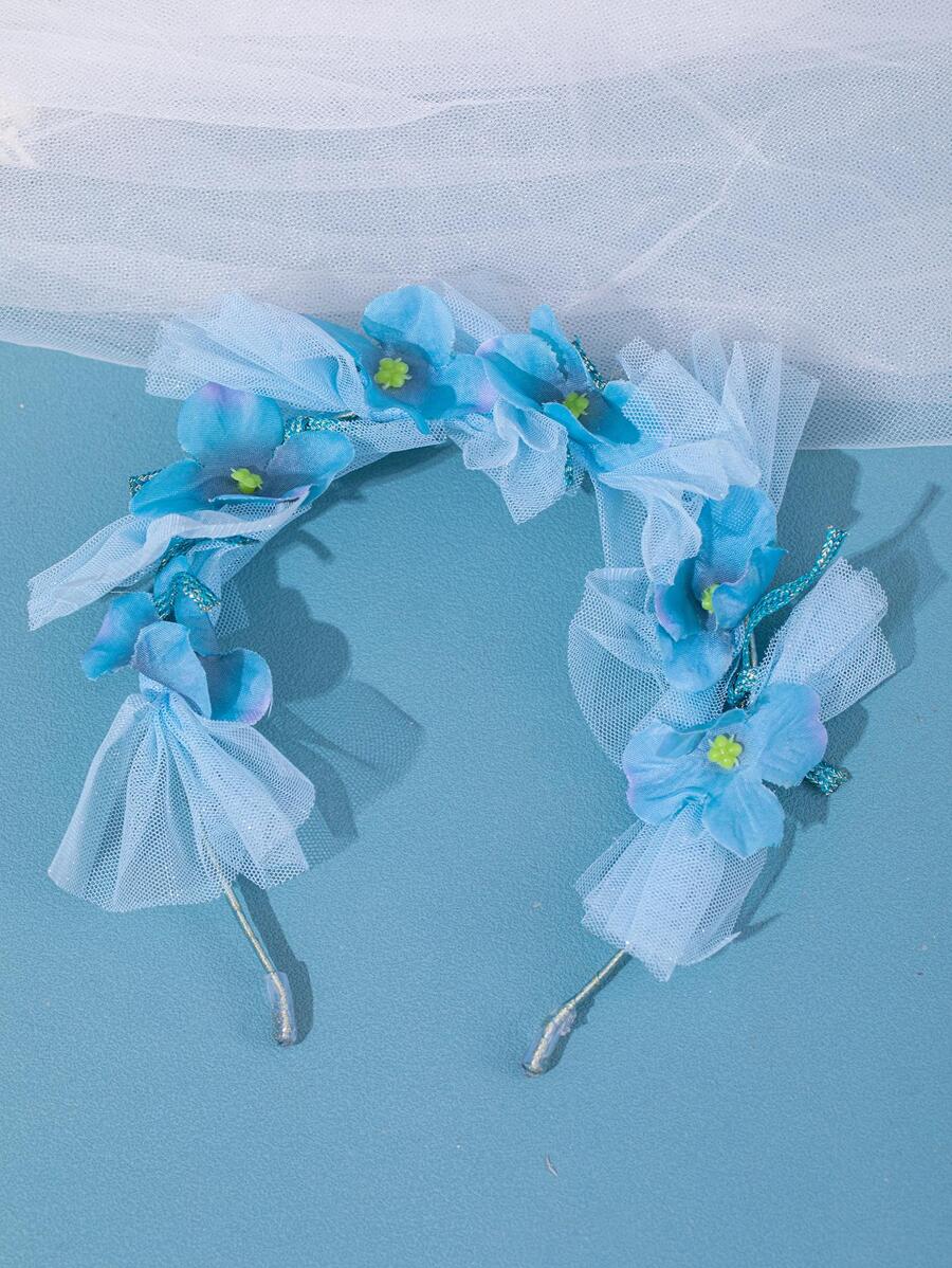 1 băng đô thời trang trang trí hoa cho nữ để trang trí tóc - Màu xanh lam - Xem 1