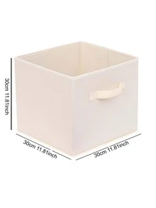 1pc Foldable Clothes Storage Box, Minimalist Fabric Clothes Storage Box For Home - Beige - View 5