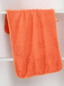 1入組花卉圖案浴巾或毛巾，現代主義面料浴室毛巾或戶外旅行毛巾 - 亮橙色 - 查看 3