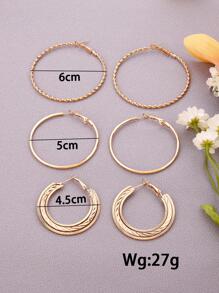 3對/套時尚鐵扭結設計圓耳環適合女士日常裝飾 - 3雙價格 - 查看 2