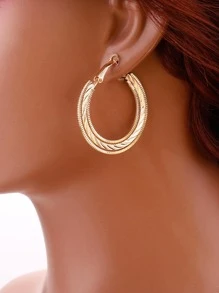 3對/套時尚鐵扭結設計圓耳環適合女士日常裝飾 - 3雙價格 - 查看 9