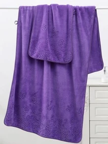 1 Stück weiches & saugfähiges Korallenfleece Handtuch, schnelltrocknend, romantische Liebe, Rose oder Schmetterling Jacquard Muster, ideales Valentinstags Geschenk für den Liebsten - Handtuch oder Badetuch