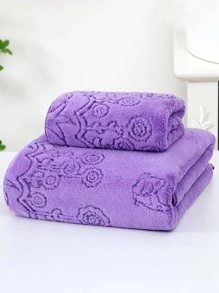 1 Stück weiches & saugfähiges Korallenfleece Handtuch, schnelltrocknend, romantische Liebe, Rose oder Schmetterling Jacquard Muster, ideales Valentinstags Geschenk für den Liebsten - Handtuch oder Badetuch