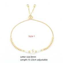 1入時尚不鏽鋼心形假珍珠裝飾珠子手鍊,女性日常裝飾 - 金色 - 查看 3