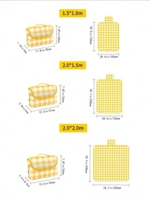 1pc PVC Picnic Mat, Modern Plaid Pattern Waterproof Picnic Mat For Outdoor For Travel - Yellow - View 6