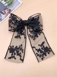 1个女士蕾丝蝴蝶结装饰发夹，简约优雅，适合日常佩戴，也可作为毕业季、情人节礼物。发夹、发卡、蝴蝶结，可爱，发饰 - 黑色 - 查看 3