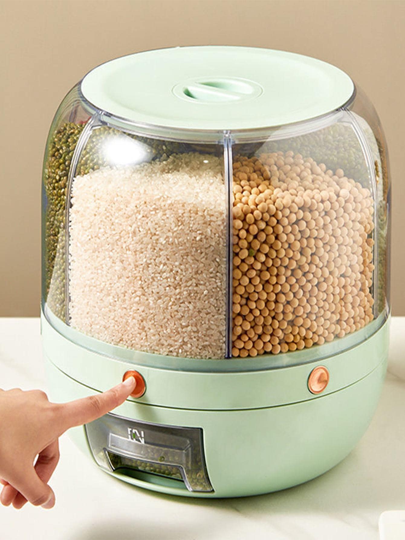 1pc Plastic Food Storage Box, Minimalist Clear Food Storage Box For Home - Olive Green - View 1