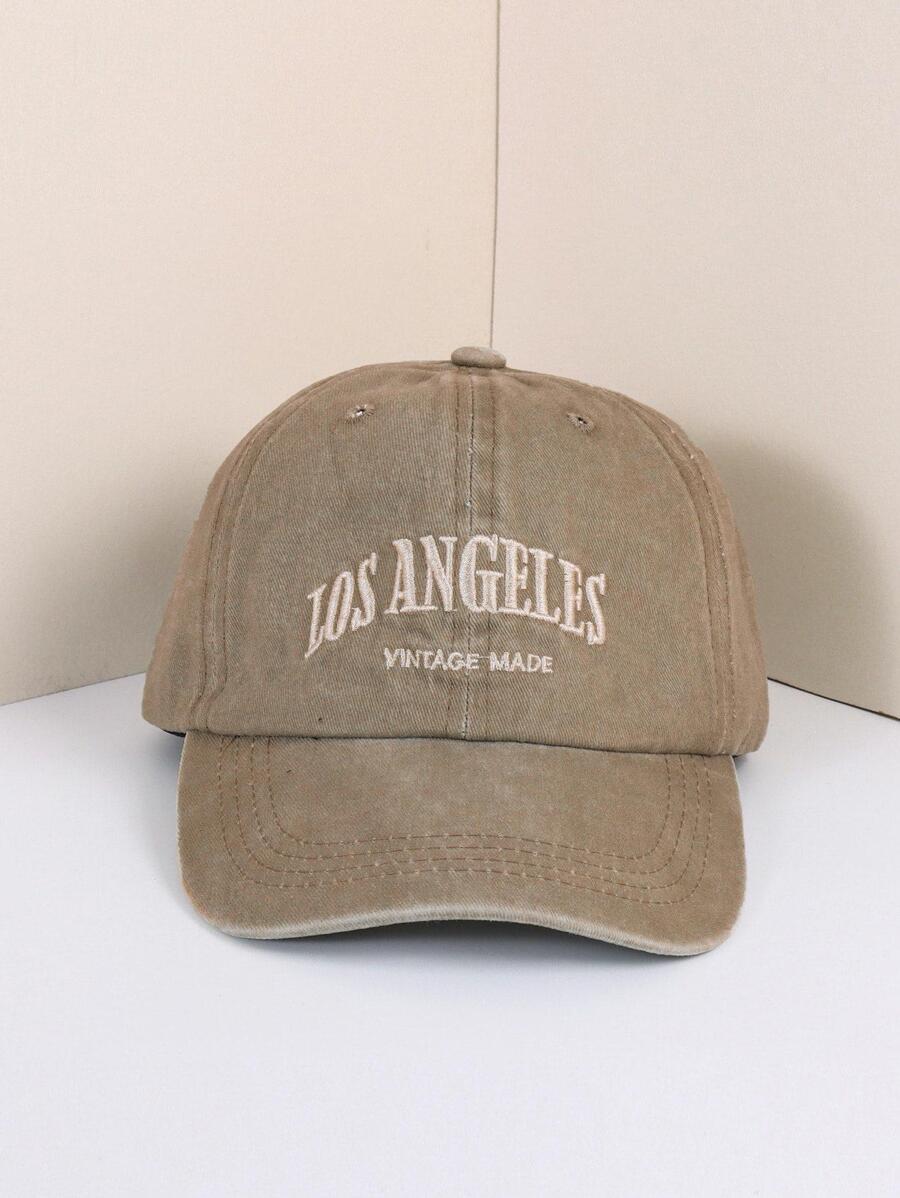 Y2k Unisex Embroidered Letters Los Angeles Sunscreen Breathable Fashionable Baseball Cap, Suitable For Daily Wear And Leisure - Khaki - View 1