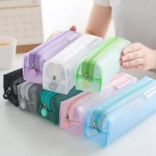 1入組素色鉛筆現代便攜筆袋 - 粉色 - 查看 3