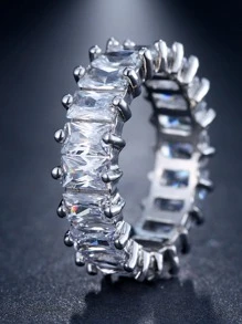 1 Piece Silver Color Unique Design CZ Paved Austrian Zirconia Fashion Women Ring Jewelry