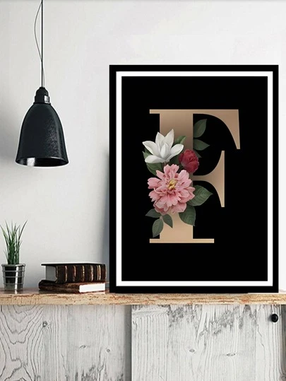 1套PMMA DIY鑽石現代花和字母圖案多用途DIY無框鑽石畫墻面裝飾