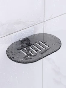 1pc Plastic Soap Dish, Modern Solid Color Multifunction Punch-free Soap Holder For Home And Bathroom