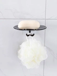 1pc Plastic Soap Dish, Modern Solid Color Multifunction Punch-free Soap Holder For Home And Bathroom