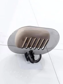 1pc Plastic Soap Dish, Modern Solid Color Multifunction Punch-free Soap Holder For Home And Bathroom