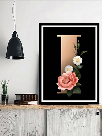 1套PMMA DIY鑽石現代花和字母圖案多用途DIY無框鑽石畫墻面裝飾