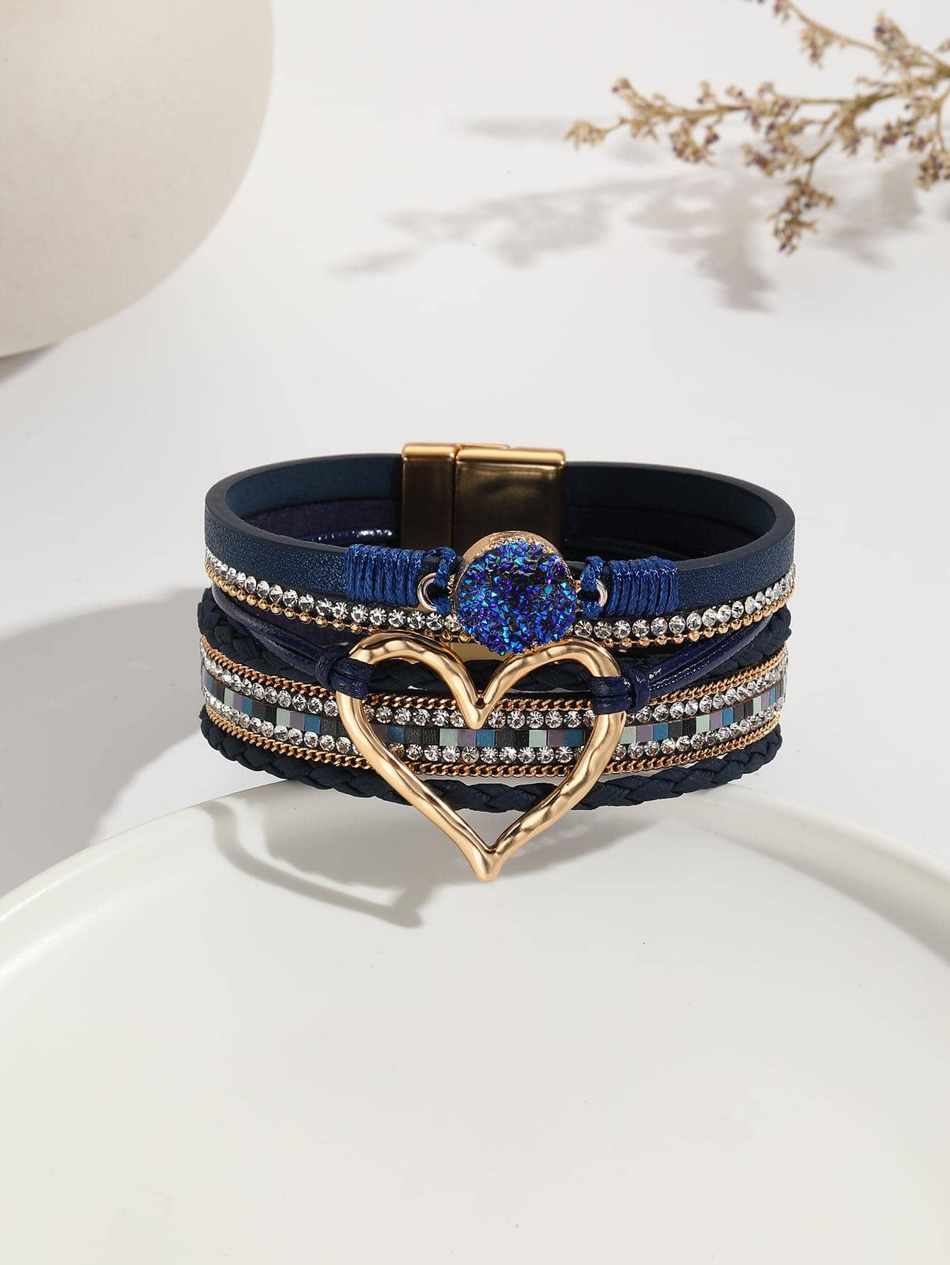 1 Trái Tim Bohemian & Kim Cương Giả Trang Trí Bện Chi Tiết Dây Chuyền Vòng Tay Cho Nữ Cho Kỳ Nghỉ - Nhiều màu - Xem 1