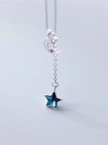 星月吊飾項鍊 - 銀色 - 查看 2