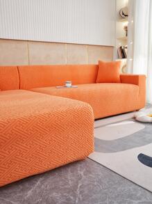 1 件雪尼爾優雅全能沙發套,四季通用防滑高彈寵物友善防污沙發套 - 橘色 - 查看 7