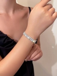 1pc Glamorous Rhinestone Decor Bracelet For Women For Gift - Silver - View 10