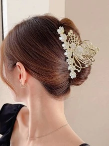 1 Nữ Kim Cương Giả Bướm & Hoa Trang Trí Vuốt Tóc Thời Trang Cho Bạn Gái Làm Quà - Vàng - Xem 1
