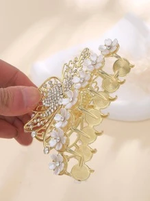 1 Nữ Kim Cương Giả Bướm & Hoa Trang Trí Vuốt Tóc Thời Trang Cho Bạn Gái Làm Quà - Vàng - Xem 3