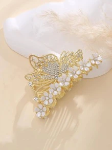 1 Nữ Kim Cương Giả Bướm & Hoa Trang Trí Vuốt Tóc Thời Trang Cho Bạn Gái Làm Quà - Vàng - Xem 2