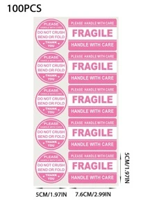 100 张易碎标签、快递包装警告贴纸、学校用品、返校 - 彩色 - 查看 4