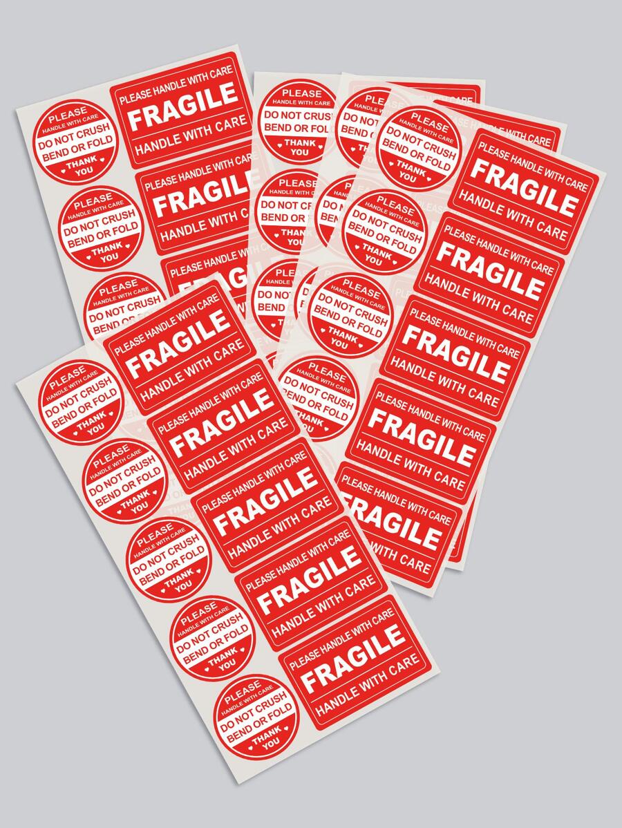 100pcs Fragile Labels Shipping Package Warning Stickers,School Supplies,Back To School - Multicolor - View 1