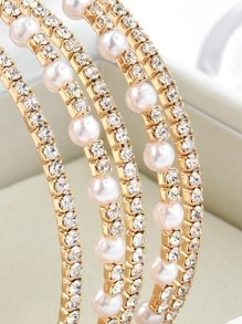 5 Tiered Open Cuff Bracelet, Minimalist Practical Bridal Wedding Accessories - Gold - View 2