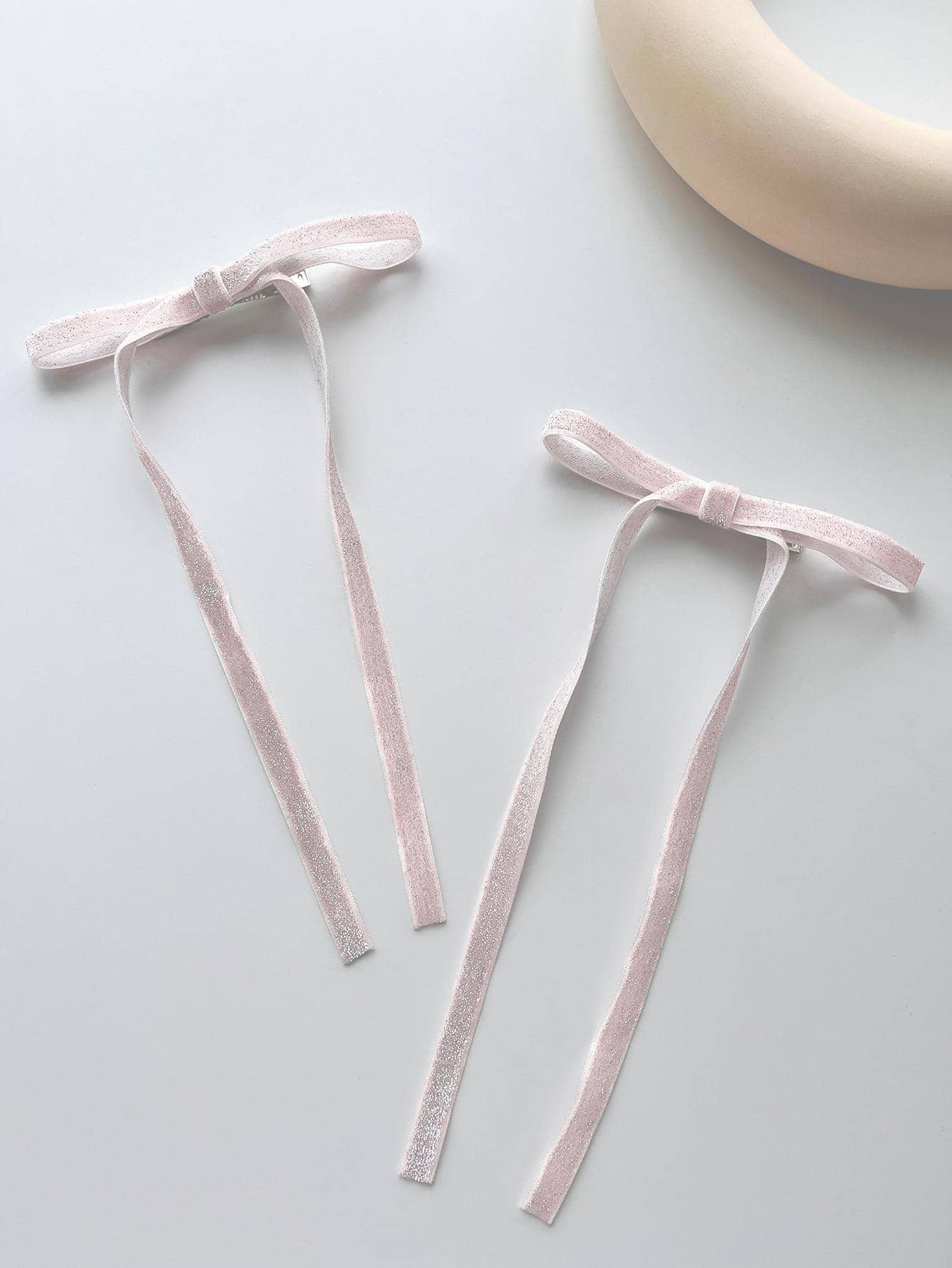 2 chiếc nơ nữ trang trí kẹp tóc cá sấu thời trang để trang trí tóc - Màu Hồng baby - Xem 1