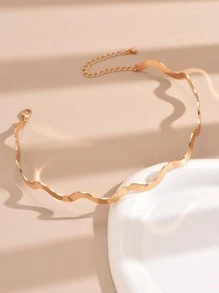 Wave Design Cuff Choker - Yellow Gold - View 3