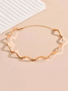 Wave Design Cuff Choker - Yellow Gold - View 2