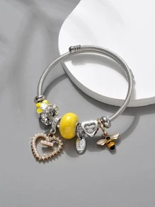 1 Thời Trang Hợp Kim Kẽm Ngọc Trai Giả Trái Tim & Ong Charm Lắc Tay Nữ Trang Trí Hàng Ngày - Nhiều màu - Xem 1