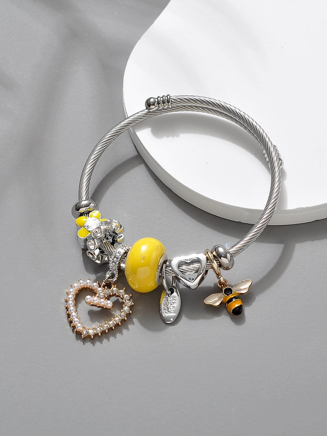 1 Thời Trang Hợp Kim Kẽm Ngọc Trai Giả Trái Tim & Ong Charm Lắc Tay Nữ Trang Trí Hàng Ngày - Nhiều màu - Xem 1