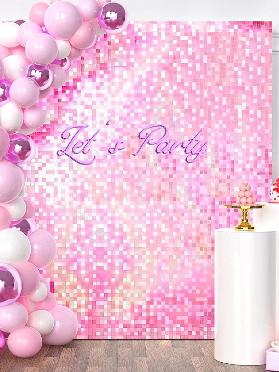 1 Vuông Đầm Đảng Phông Nền Bảng Nhựa Hiện Đại Lấp Lánh Trang Trí Nền Cho Đảng Sắp Xếp - Hồng - Xem 1