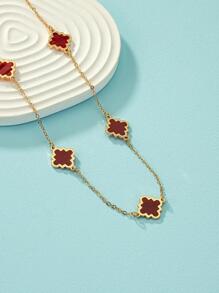 Collar con decoración geométrica para mujer - Rojo - Ver 2