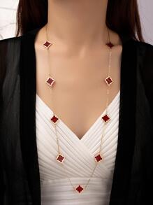 Collar con decoración geométrica para mujer - Rojo - Ver 1