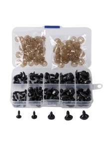 100入組/盒塑膠極簡圓形裝飾用品適用於工藝 - 黑色 - 查看 1