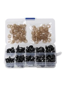 100入組/盒塑膠極簡圓形裝飾用品適用於工藝 - 黑色 - 查看 2