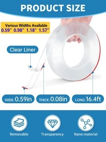 1roll Clear Double Sided Sealing Tape - Clear - View 2