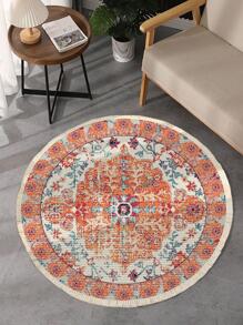 1pc Geometric Pattern Round Anti-slip Rug - Multicolor - View 4