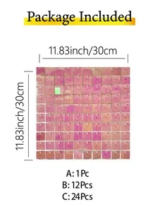 1 Vuông Đầm Đảng Phông Nền Bảng Nhựa Hiện Đại Lấp Lánh Trang Trí Nền Cho Đảng Sắp Xếp - Hồng - Xem 3